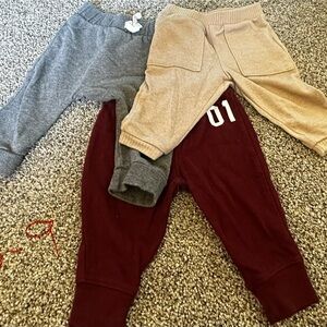 Kids Cozy Bottoms Set - Gray, Tan, and Maroon